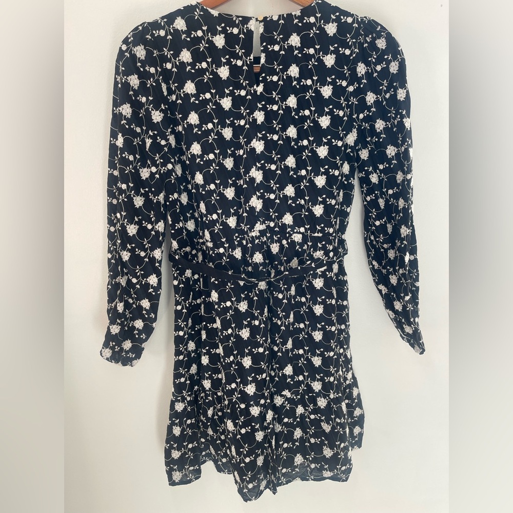 Draper James Women's medium Black and White Embroidered Long Sleeve Dress - Picture 8 of 14